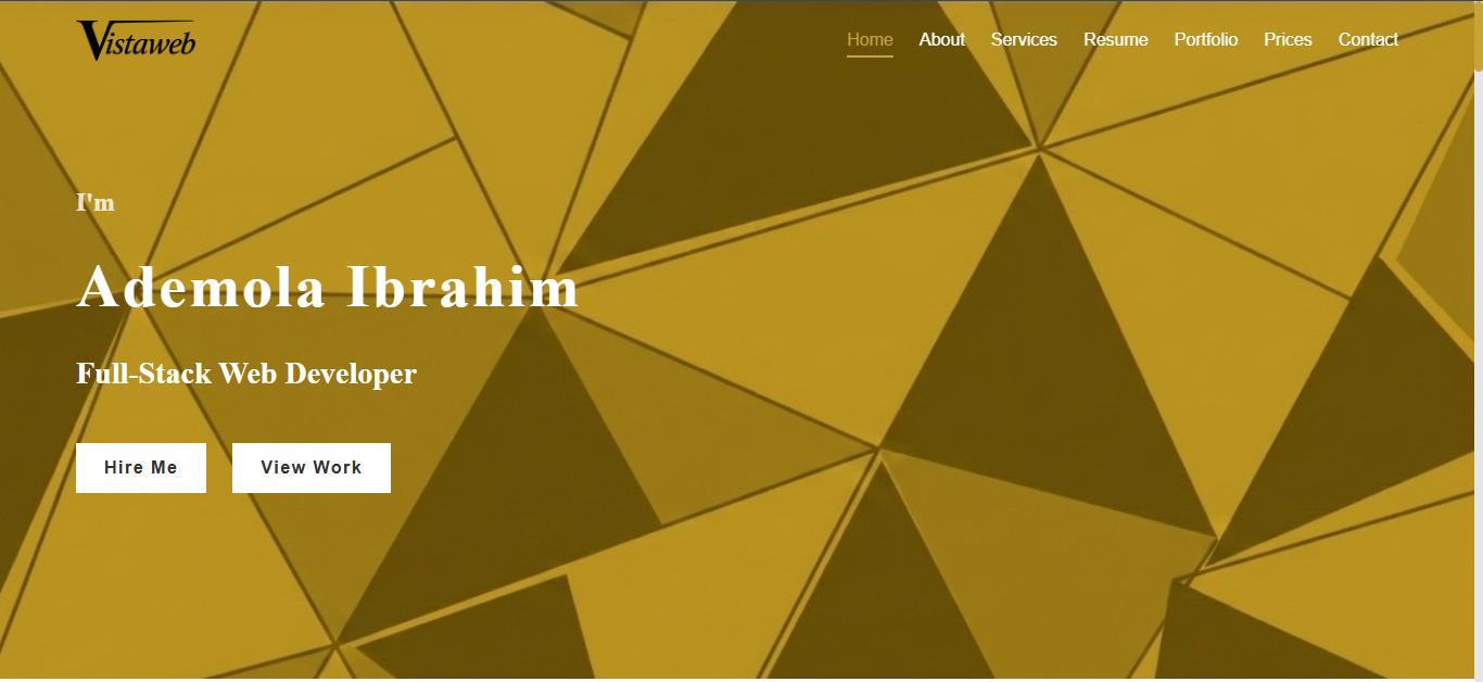 VistaWeb portfolio website preview